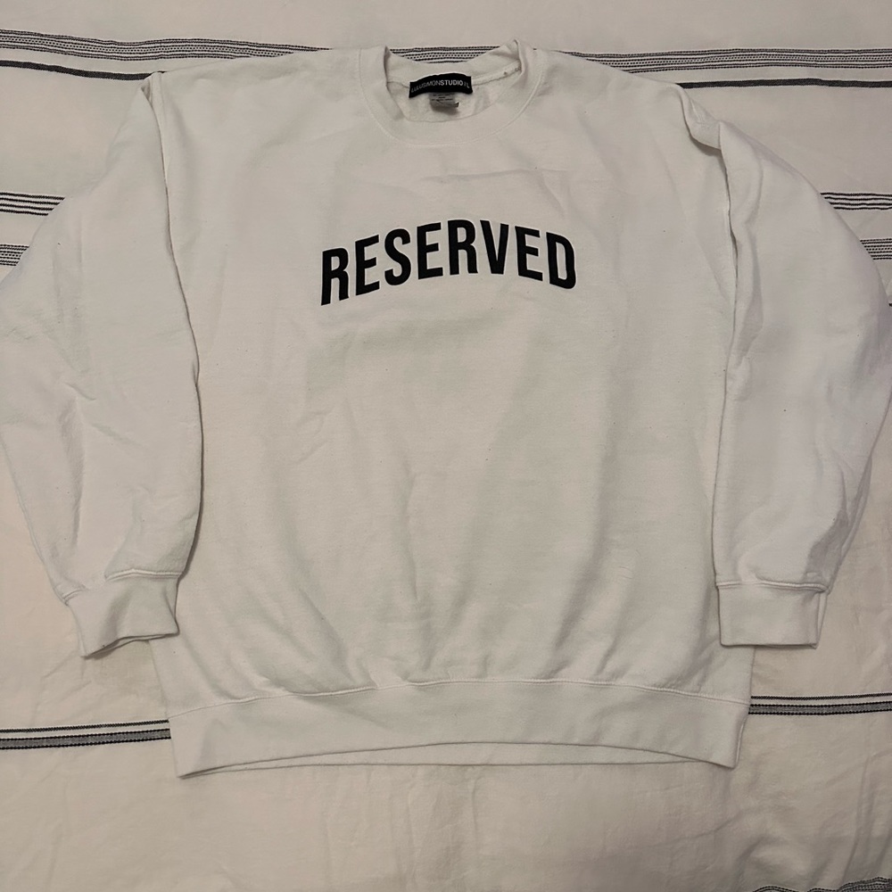 LuluSimon Studio Bridal “reserved” white crew neck sweater in Large